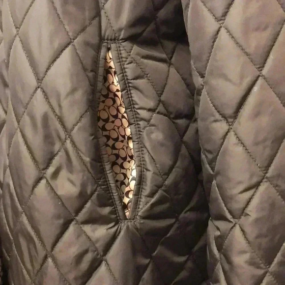 Coach Brown Diamond Quilted with Signature C Lining Jacket - Picture 6 of 12